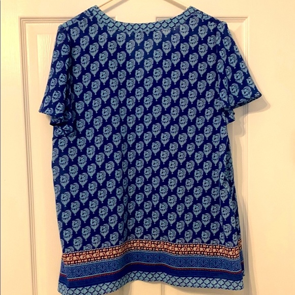 Rose + Olive Blue Patterned Women's Top - Picture 2 of 5